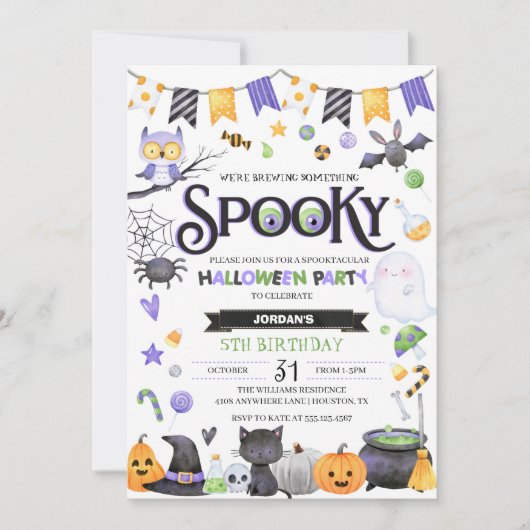 Spooky Cute Ghost Halloween Party Kaart (Voorkant)