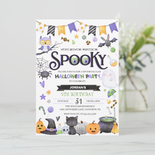 Spooky Cute Ghost Halloween Party Kaart (Staand voorkant)