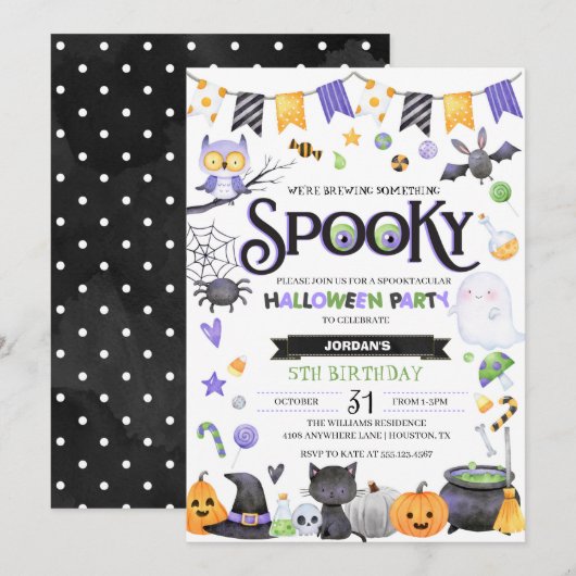 Spooky Cute Ghost Halloween Party Kaart (Voorkant / Achterkant)