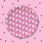 Spooky Cute Ghost Pattern Pink Paper Plate Papieren Bordje