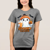 Spooky Cute Ghost T-Shirt, Halloween Ghost Tee  Tri-Blend Shirt (Voorkant)