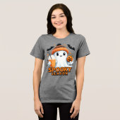 Spooky Cute Ghost T-Shirt, Halloween Ghost Tee  Tri-Blend Shirt (Voorkant volledig)