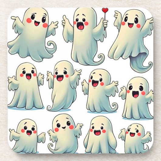 Spooky Cute Ghosts: Hauntingly Fun! Bier Onderzetter (Voorkant)
