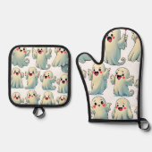 Spooky Cute Ghosts: Hauntingly Fun! Ovenwant & Pannenlap Set (Voorkant)