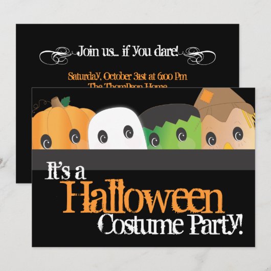 Spooky Cute Halloween Costume Party Kaart (Voorkant / Achterkant)