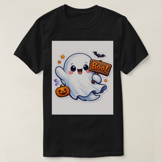 Spooky-Cute Halloween Ghost Sticker T-shirt (Design voorkant)