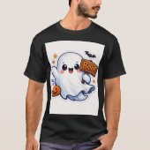 Spooky-Cute Halloween Ghost Sticker T-shirt (Voorkant)