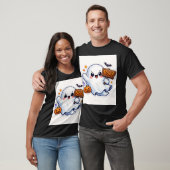 Spooky-Cute Halloween Ghost Sticker T-shirt (Unisex)