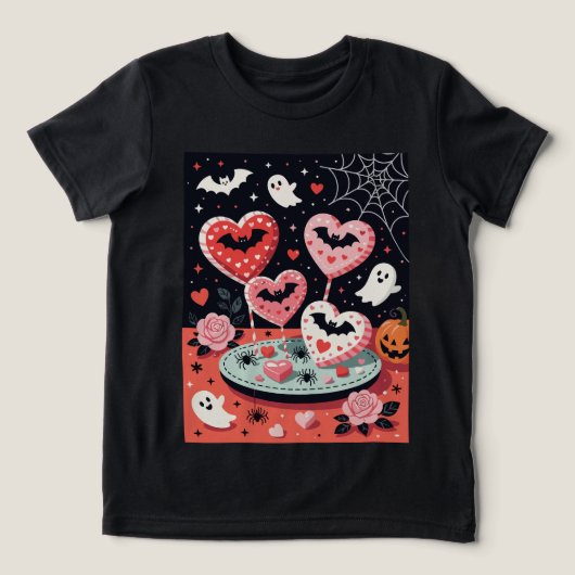 Spooky-cute Halloween Illustration of Heart  Tri-Blend Shirt (Design voorkant)