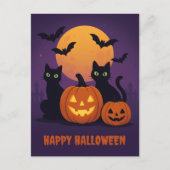 Spooky Cute Halloween Postcard – Black Cats & Pump Briefkaart (Voorkant)