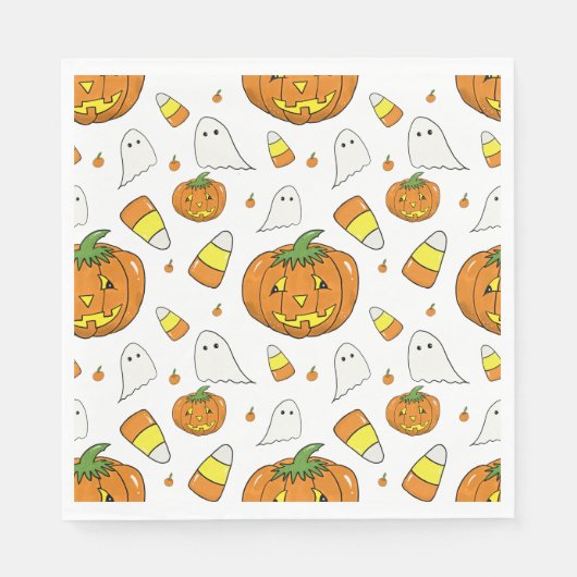 Spooky Cute Halloween Pumpkin Paper Napkins Servet (Voorkant)