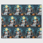 Spooky & Cute Halloween Wrapping Paper Cadeaupapier (Vlak)
