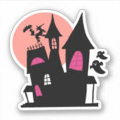 Spooky Cute House Sticker – Soft Ghost Vibes (Voorkant)