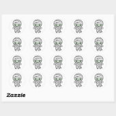 Spooky Cute Kawaii Zombie Mummy Halloween Ronde Sticker (Vel)