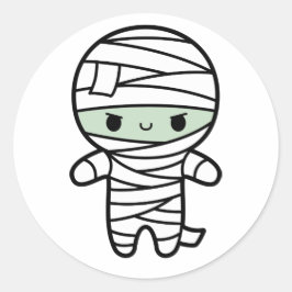 Spooky Cute Kawaii Zombie Mummy Halloween Ronde Sticker