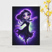 Spooky Cute Magical Character Card Kaart (Gele Bloem)