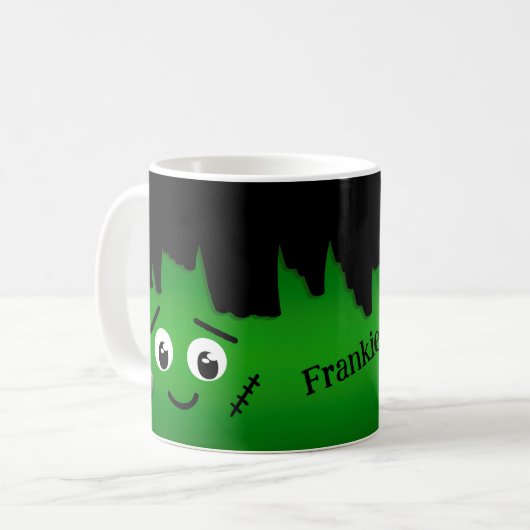 Spooky Cute Personalized Halloween Frankenstein Koffiemok (Voorkant links)