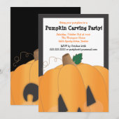 Spooky Cute Pumpkin Carving Halloween Party Kaart (Voorkant / Achterkant)