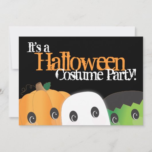 Spooky Cute Pumpkin Ghost Halloween Costume Party Kaart (Voorkant)