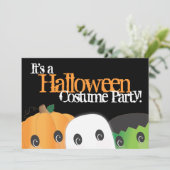 Spooky Cute Pumpkin Ghost Halloween Costume Party Kaart (Staand voorkant)