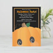 Spooky Cute Pumpkin Head Halloween Party Kaart (Staand voorkant)