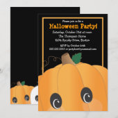 Spooky Cute Pumpkin Head Halloween Party Kaart (Voorkant / Achterkant)