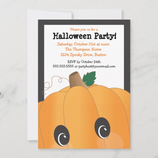 Spooky Cute Pumpkin Head Halloween Party Kaart (Voorkant)