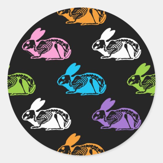 Spooky Cute Skeleton Easter Bunny Pattern Ronde Sticker (Voorkant)