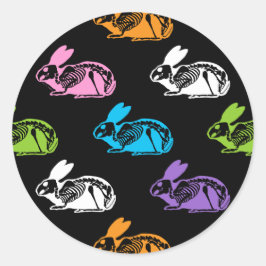 Spooky Cute Skeleton Easter Bunny Pattern Ronde Sticker