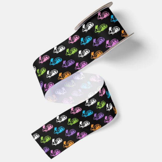 Spooky Cute Skeleton Easter Bunny Pattern Satijnen Lint (Achterkant)