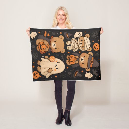Spooky Cute Teddy Halloween Blanket  Fleece Deken (In situ)