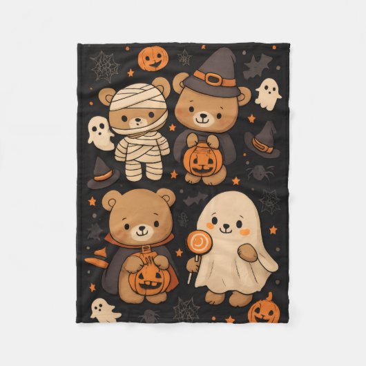Spooky Cute Teddy Halloween Blanket Fleece Deken (Voorkant)