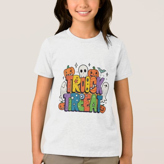 Spooky Cute Trick or Treat Party Tri-Blend Shirt (Voorkant)