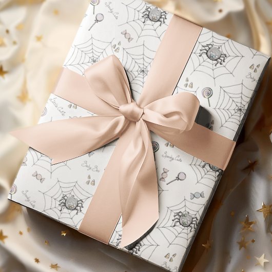 Spooky Cutie Baby Spin, Web & Halloween Snoep Cadeaupapier