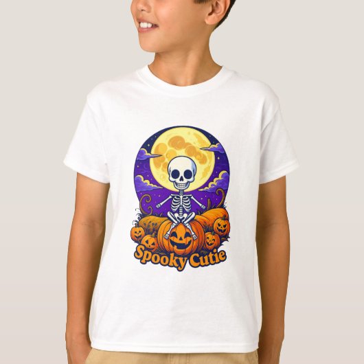 Spooky Cutie Skeleton Kids Halloween Tee T-shirt (Voorkant)