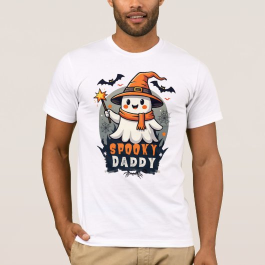 Spooky Daddy Halloween Ghost Met Heksenspook Pet T-shirt (Voorkant)