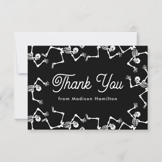 Spooky Dancing Skeleton Baby shower Bedankkaart (Voorkant)