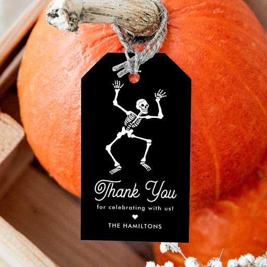 Spooky Dancing Skeleton Baby shower Favoriet Cadeaulabel