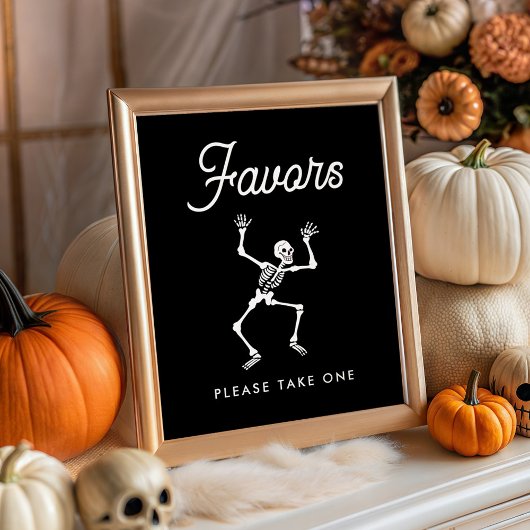 Spooky Dancing Skeleton Baby shower Favors Sign Poster