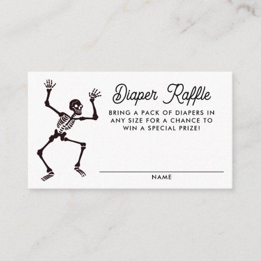 Spooky Dancing Skeleton Baby shower Luier Raffle Informatiekaartje (Voorkant)