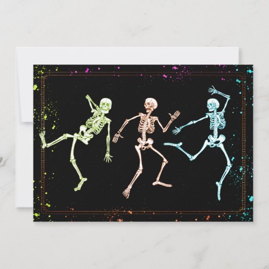 Spooky Dancing Skeleton Black Halloween Party Kaart (Achterkant)