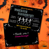 Spooky Dancing Skeleton Black Halloween Party Kaart