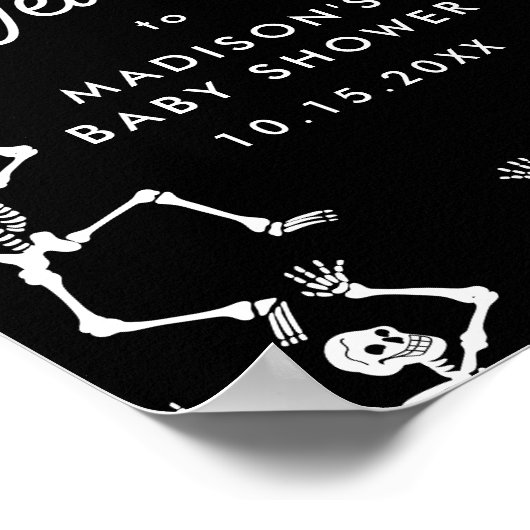 Spooky Dancing Skeletons Baby shower Welkomstbord Poster (Hoek)