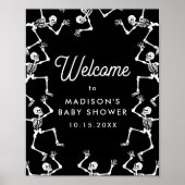 Spooky Dancing Skeletons Baby shower Welkomstbord Poster (Voorkant)