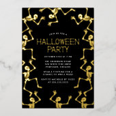 Spooky Dancing Skeletons Halloween Party Folie Uitnodiging (Voorkant)