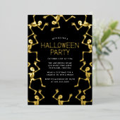 Spooky Dancing Skeletons Halloween Party Folie Uitnodiging (Staand Voorkant)
