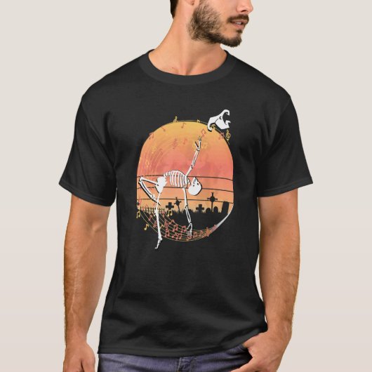 Spooky Dancing Witch Skeleton in a Graveyard T-shirt (Voorkant)