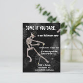 Spooky Dansende Skeleton Halloween Invite Briefkaart (Staand voorkant)