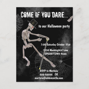 Spooky Dansende Skeleton Halloween Invite Briefkaart