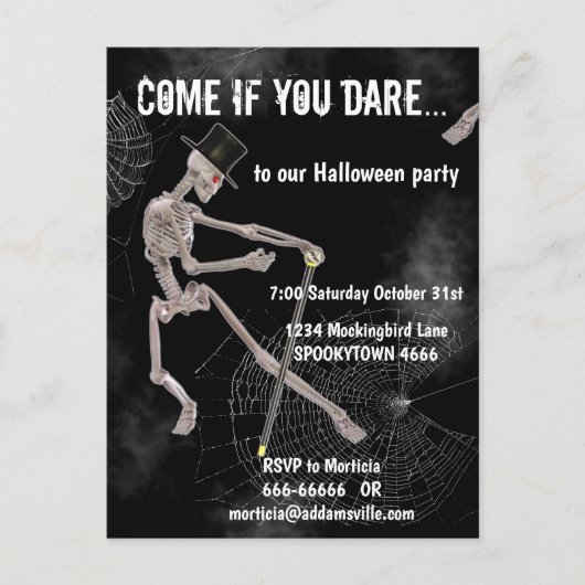 Spooky Dansende Skeleton Halloween Invite Briefkaart (Voorkant)